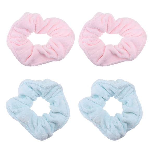 Raindrops Scrunchy Hair Bands Microfiber Hair Band Ties Pink 4Pcs