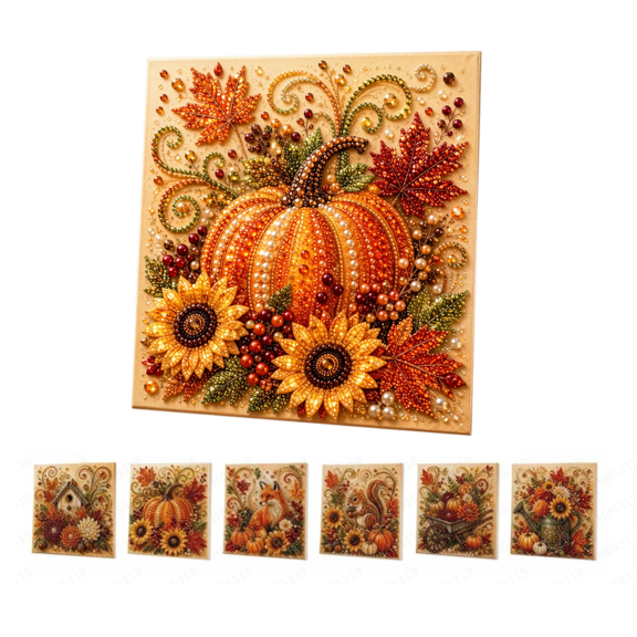 Autumn Pearl Painting Kit Cute 5D Pearl Painting Crafts for Adults,A | Pumpkin Diamond Art Pearl Painting Kit for Beginner, Diamond DIY Pearl Painting Kit for Thanksgiving Birthday Holiday Gift