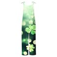 thumbnail image 5 of lcziwo Jumpsuits for Women 2025 St. Patrick's Day Sleeveless Straps Overalls Funny Irish Clover Graphic Print Rompers Summer Cotton Linen One Piece Pants Green S, 5 of 6