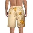 thumbnail image 3 of Kll Retro Hand Drawn Honey Bees And Sunflowers Men'S Casual Summer Beach Shorts Hawaiian Shorts With Pockets-Small, 3 of 9