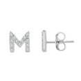 thumbnail image 4 of Natalia Drake Initial 1/10 Cttw Diamond Stud Earrings for Men or Women in Rhodium Plated Sterling Silver Letter M (Color H-I / Clarity I1-I2), 4 of 6