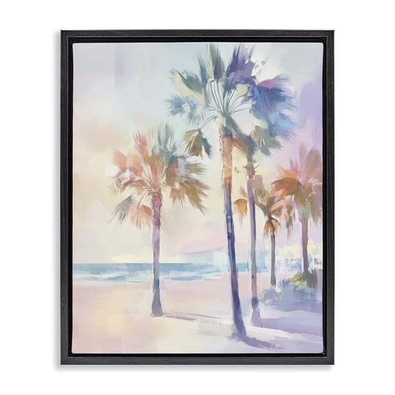 Stupell Industries Transitional Pastel Warm Palm Trees Black Floating Frame Canvas Art, 17 x 21, by Arlington Prints