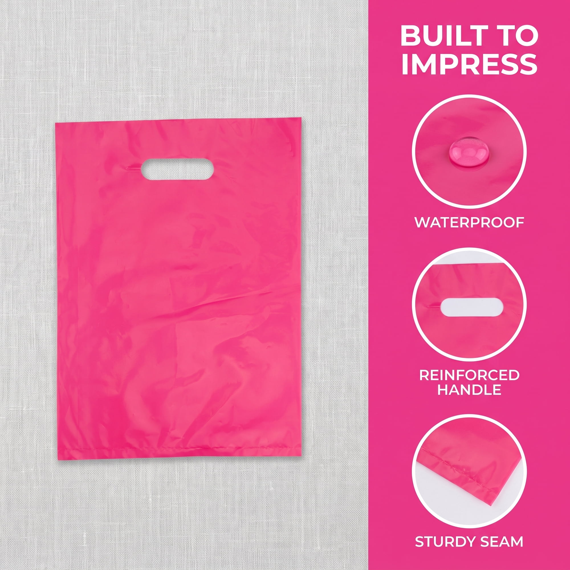 Unique Bargains 50Pcs Premium Waterproof Gift Bags Rose Red 9.8" x 13.8"