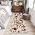 thumbnail image 4 of Watercolor Flowers 2'x6' Runner Rugs for Hallway Kitchen Bedside Non Slip Washable, Rustic Spring Floral Botanical Beige Entryway Rug Runners with Rubber Backing, Long Carpet Runner for Laundry Room, 4 of 8