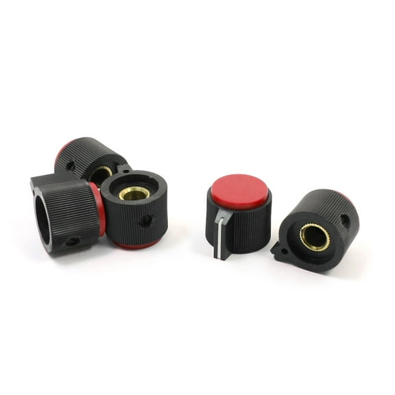 5 Pcs Red 19mm Top 6mm Dia Split Shaft Rotary Potentiometer Knobs