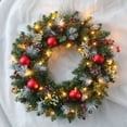 thumbnail image 3 of Anillo de vid de Navidad, guirnalda de hojas de PE de fruta roja de PVC, decoración de piñas naturales, joyería de 40 cm, 3 of 6