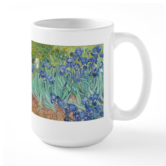 CafePress - Irises By Vincent Van Gogh Large Mug - 15 oz Ceramic Large White Novelty Mug