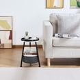 thumbnail image 4 of Lemonda Small Round End Table, 2 Tier Round Side Table with Storage Basket,11.8”D*17.8”H Small Round Table,Sofa Side Table,Small Round Nightstand for Living Room Bedroom, 4 of 9