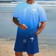 thumbnail image 2 of Glisme Mens 2 Piece Sets Summer Outfits Gradient Print Short Sleeve T Shirt And Shorts Comfortable Casual Two Piece Outfit Durable Matching Set Blue, 2 of 5