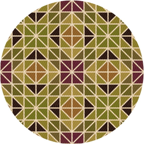 Ahgly Company Machine Washable Indoor Round Transitional Saddle Brown Area Rugs, 4' Round