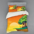 thumbnail image 1 of Colorful Duvet Cover Set, Little Kid Sitting by a Big Tree Landscape on Mountains at Sunset Nursery Kids, Bedding Set with Shams and Fitted Sheet, 3 Sizes, by Ambesonne, 1 of 3