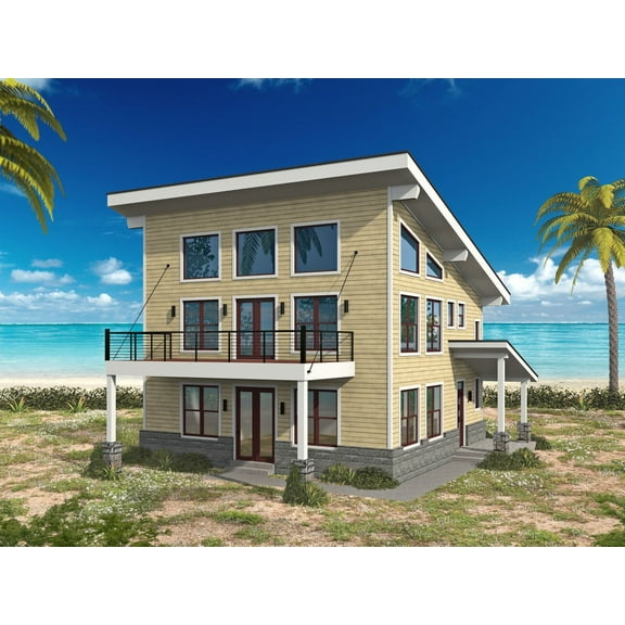 763-9928: Modern Contemporary 2 Bed, 2 Bath Luxury Home Plan, 2184 Sq Ft: Full Blueprints with License to Build by Home Plan Marketplace - Lesuto