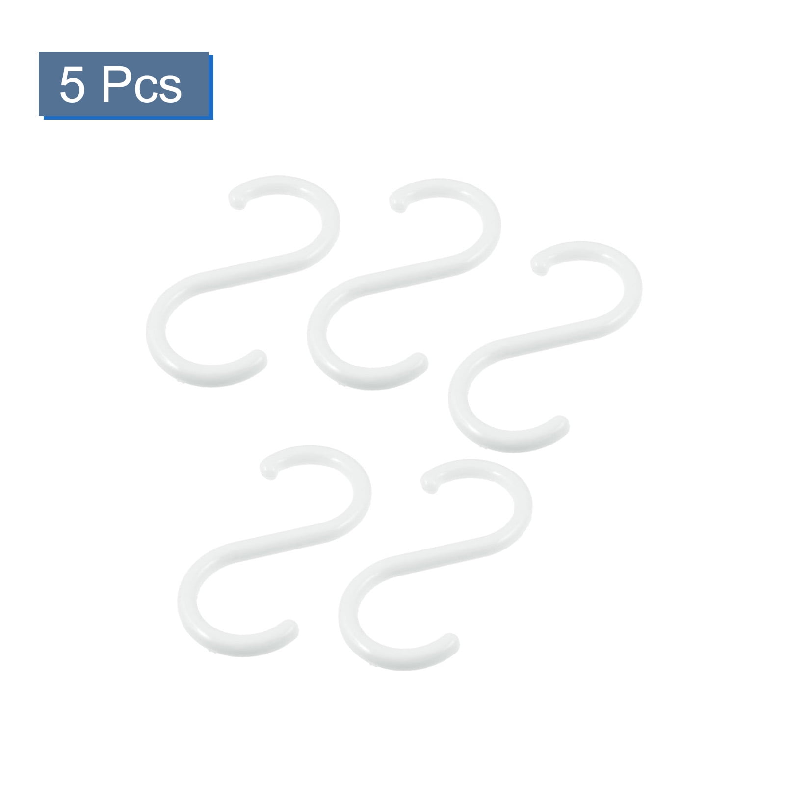 Unique Bargains Plastic S Shape Hanger Hook for Home Clothing Baskets, 5 Pieces, White