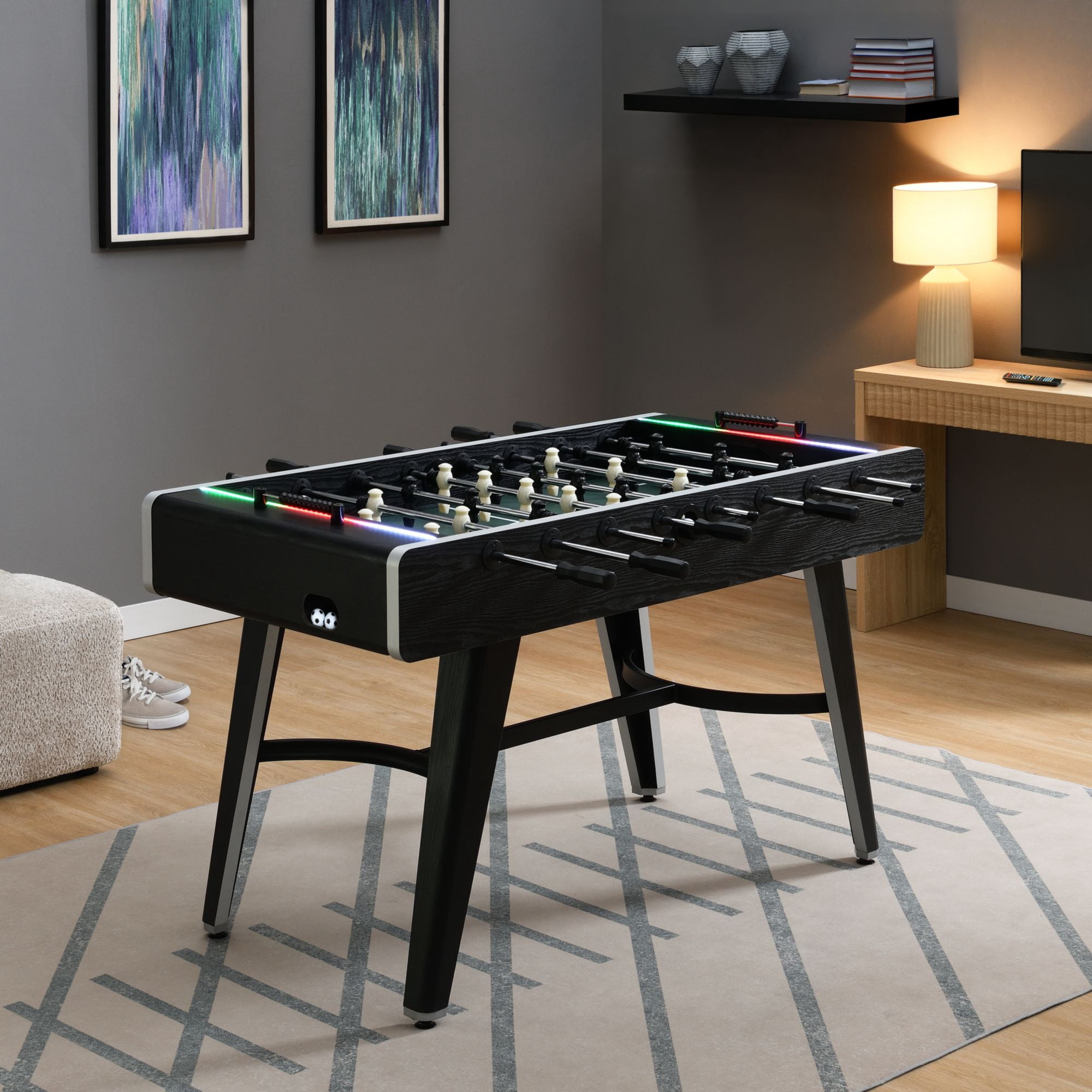 Picket House Furnishings Lacy Indoor Foosball with LED in Black (3A Packing)