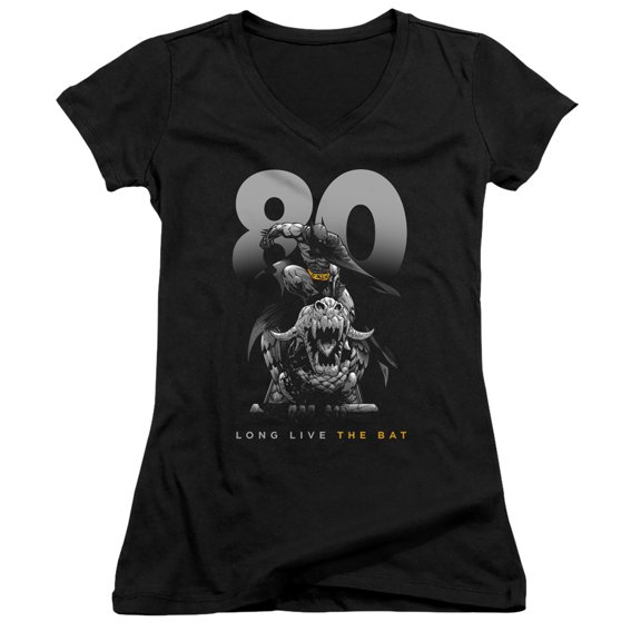 Batman Big 80 Junior Women's T-Shirt V-Neck Black