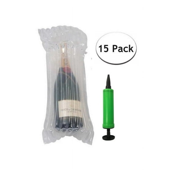 Impressive Wine Bottle Protector - Inflatable Air Column Bag Set-15 Bags 1 Pump, Model IS-WBP15P