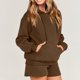 thumbnail image 5 of ICHUANYI Clearance Women's Set Tracksuit Pullover TWO Piece SportSets Long Sleeved Hoodies Sports Fashion Shorts Set Long Sleeved Hooded Suit(Brown, L) ICHUANYI WER2023081506183, 5 of 9