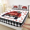 thumbnail image 3 of Manfei Happy Valentine'S Day Twin Sheet Sets,Red Graffiti Hearts Twin Fitted Sheet,White Black Checkered Flat Sheet For Girl,Breathable Home Decor,3 Pieces, 3 of 7