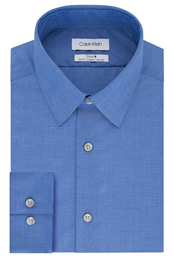 calvin klein men's dress shirts non iron slim fit solid