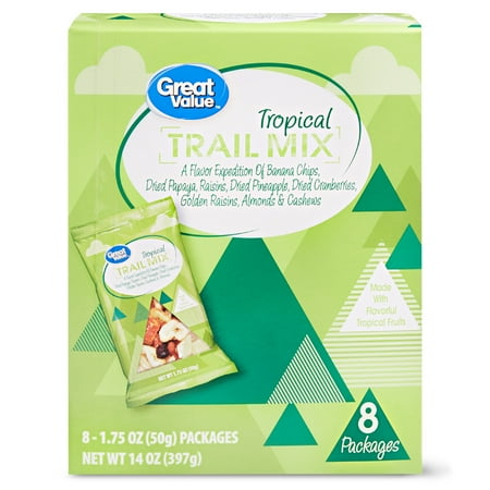 Blended Trail Mix - Great Value Tropical Trail Mix, 1.75 Oz., 8 Count