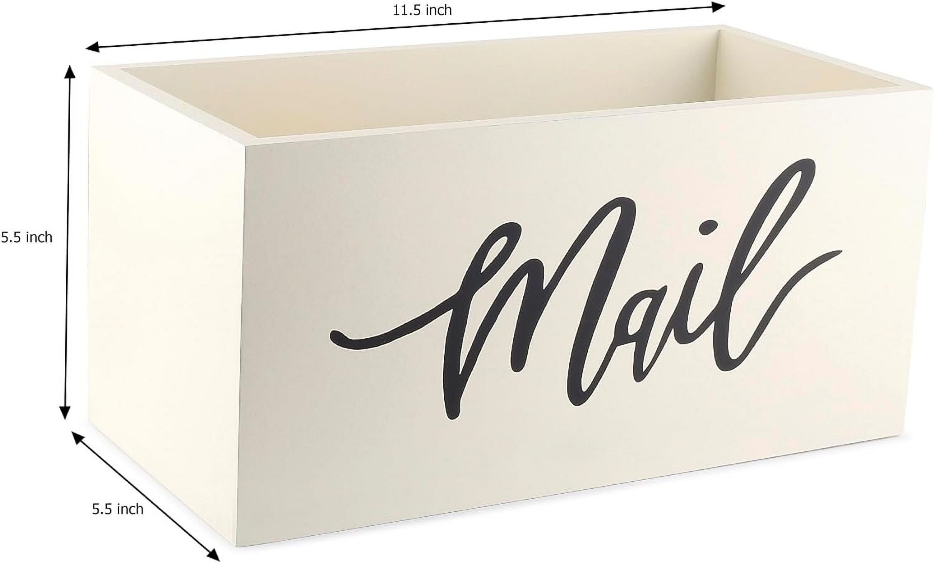 Saverstate Wood Mail Holder Storage Organizer Box, Wood Basket for Work Desktop Letters and mail, Bills, Notes and Postcard Wood Bin for Home Entryway Office Dorm Room solid Wood boxWhite