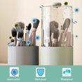 thumbnail image 6 of Makeup Brush Holder with  Cover, Clear 360 Rotating Make Up Brushes Organizer for Counter Vanity Bathroom, Sage Green, 6 of 7
