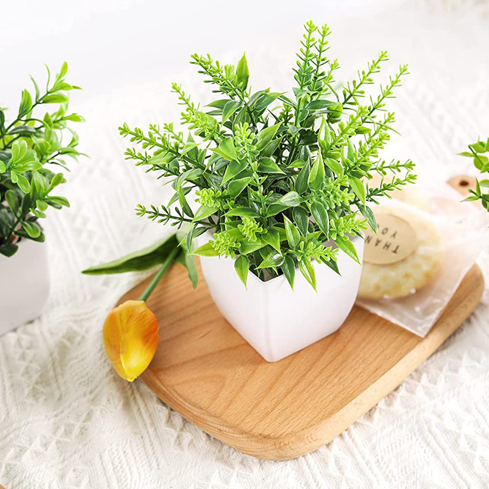 Tripumer 4-Pack Artificial Potted Plants, Assorted Greenery photo 8