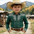 thumbnail image 2 of XUANTAOO Boys Western Shirt Short Sleeve Cotton Button Down Shirts Classic 6-7 Years Button Down Shirt Boys, 2 of 4