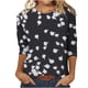 thumbnail image 1 of Camisetas Casuales de las Mujeres de Moda Impresa 3/4 Mangas Blusa Cuello Redondo para el Hogar Y Diario, 1 of 5