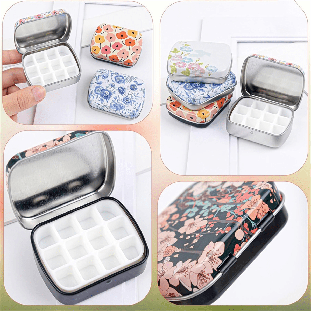 16 Pack Mini Empty Watercolor Palette Tin Watercolor Palette 12 Wellswith Lids Watercol mj3810