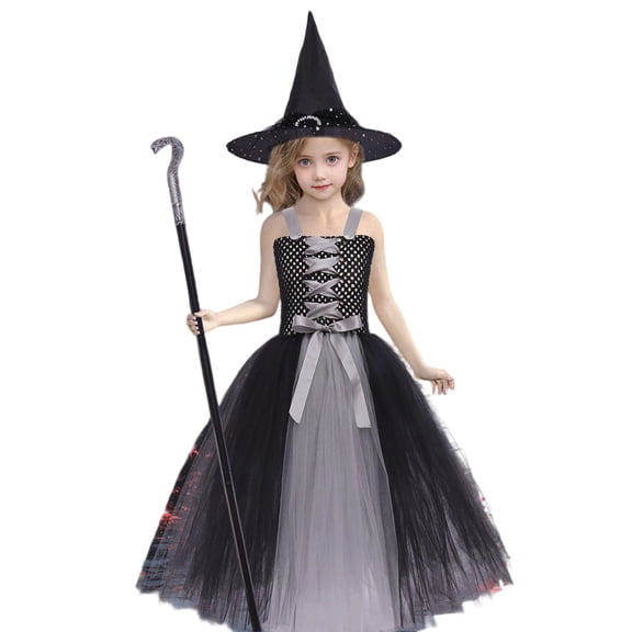 Shadoumai Girls Halloween Dresses Loose Long Drape Mesh Tutu Dress for Indoor Halloween Banquets & Daily Holiday Home Entertainment Outfits