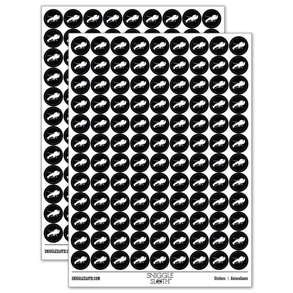 Lobster Solid 200 Round Stickers - Black - Gloss Finish - 0.50" Size