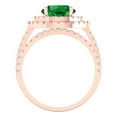Clara Pucci 18K Rose Gold Round Cut 2Ct Simulated Emerald Engagement