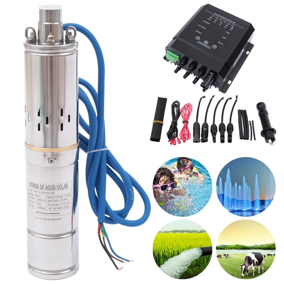 3'' DC 36V 400W Solar Submersible Water Pump Deep Well Pump with MPPT Controller
