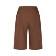 thumbnail image 5 of Lenpel Bermuda Shorts for Women Summer Casual Elastic High Waisted Side Button Cotton Linen Shorts Knee Length Shorts, 5 of 7