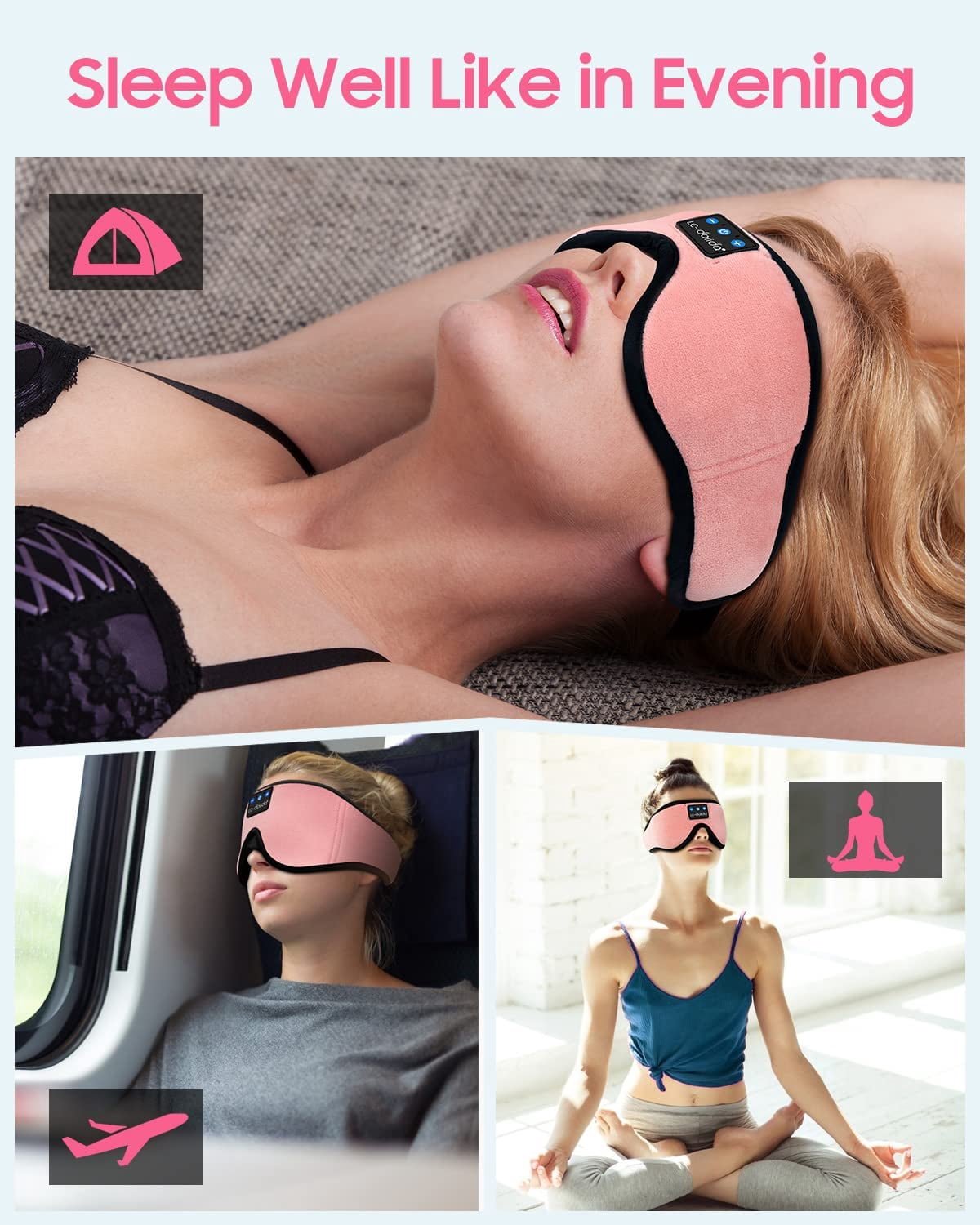 Sleep Mask with Headphones, Total Blackout Sleeping Headphones for Side Sleeper, Sleep Headphones with Bluetooth 5.4, Blackout Eye Mask for Sleeping Travel Meditation Men Women