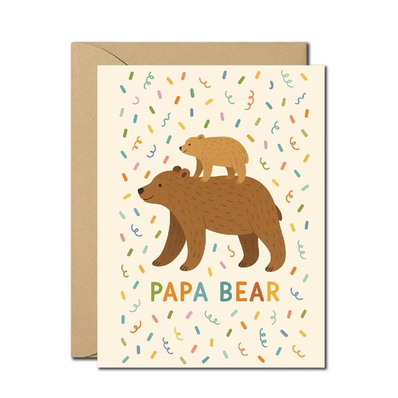 Papa Bear Father’s Day Card – Cute Bear & Cub Illustration – Envelope Included, Blank Inside – Sweet Gift for Dad, Perfect from Kids, Sons, or Daughters