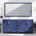 thumbnail image 2 of 72 in. Wide Navy Blue Double Vanity / Stain-Resistant Quartz, Included Faucet and Mirror / Modern Bathroom, 2 of 4