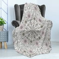 thumbnail image 4 of Ethnic Soft Flannel Fleece Throw Blanket, Vintage Abstract Flower Swirls Leaves Doily Style Pastel, Cozy Plush for Indoor and Outdoor Use, 50" x 70", Pale Pink Pale Grey, by Ambesonne, 4 of 5