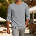 thumbnail image 3 of Guluxicc Men's Cotton Long Sleeve Shirts with Pocket Crew Neck Pullover Classic Fit T Shirts Summer Casual Outfits, 3 of 7