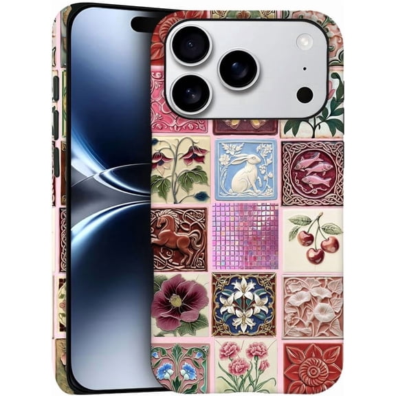 Case for iPhone 17, Blossom Floral Rabbit Butterfly Pink Phone Case Cover for Girls Women (Frosted & Durable）