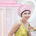 thumbnail image 4 of LAICAIW Shower Cap,Extra Large Triple Layer Bathing Cap with Dry Hair Function for Women Microfiber Terry Cloth Silky Satin 100% Waterproof Reusable Long Hair Bath Caps (Pink), 4 of 7