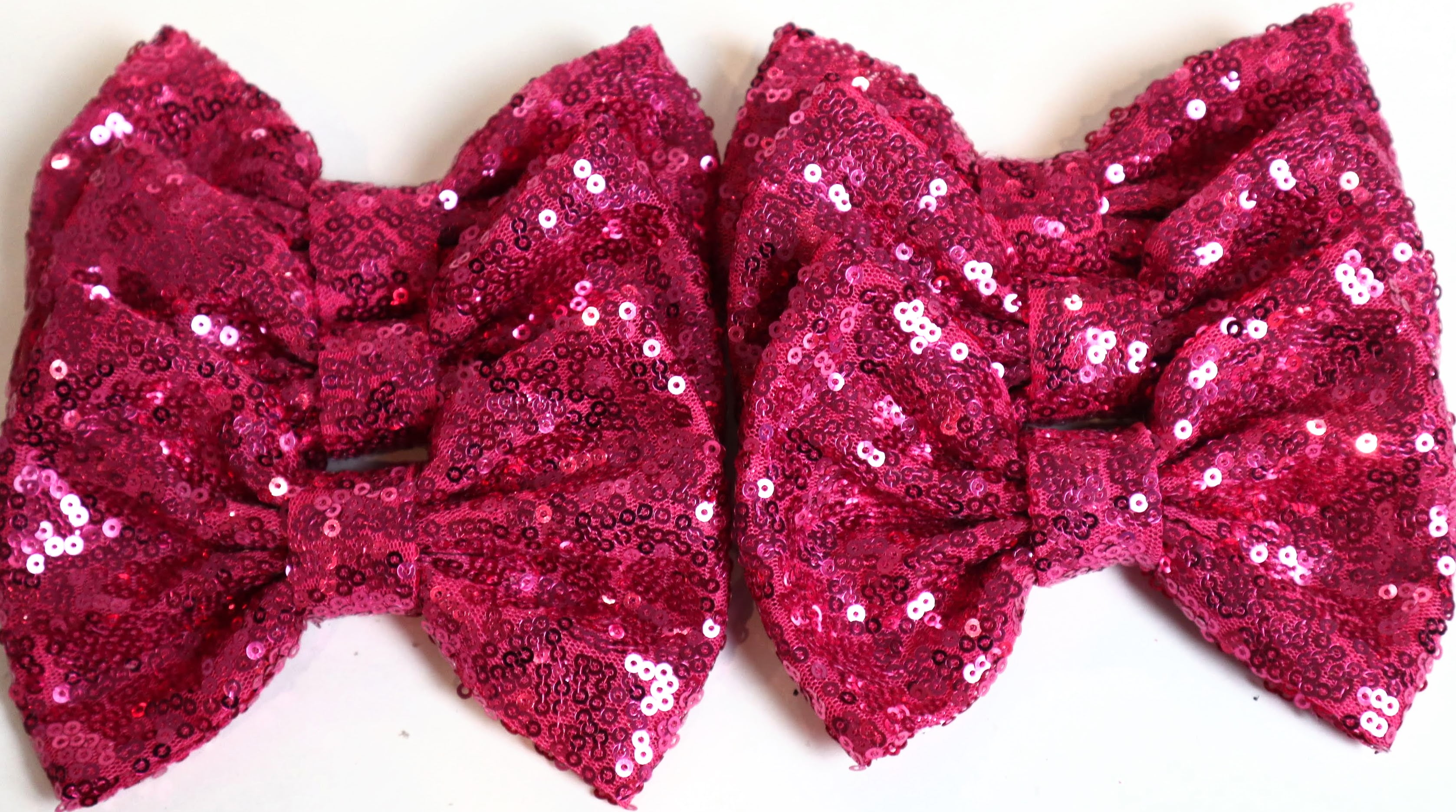Hot Pink Glitter Hair Bow on Clip 