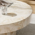 thumbnail image 2 of Coffee Sofa Side End Table, round, Yellow, Faux Stone Concrete, Living Room Lounge Cafe Lobby Hospitality Restaurant, Modern Contemporary, HB37581, 2 of 12
