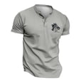 thumbnail image 4 of Men's Henley T-Shirts Summer Stylish Palm Tree Print Button Up Short Sleeve Tees Classic Muscle Fit Athletic Pullover Tops Z002-Light Gray L, 4 of 4