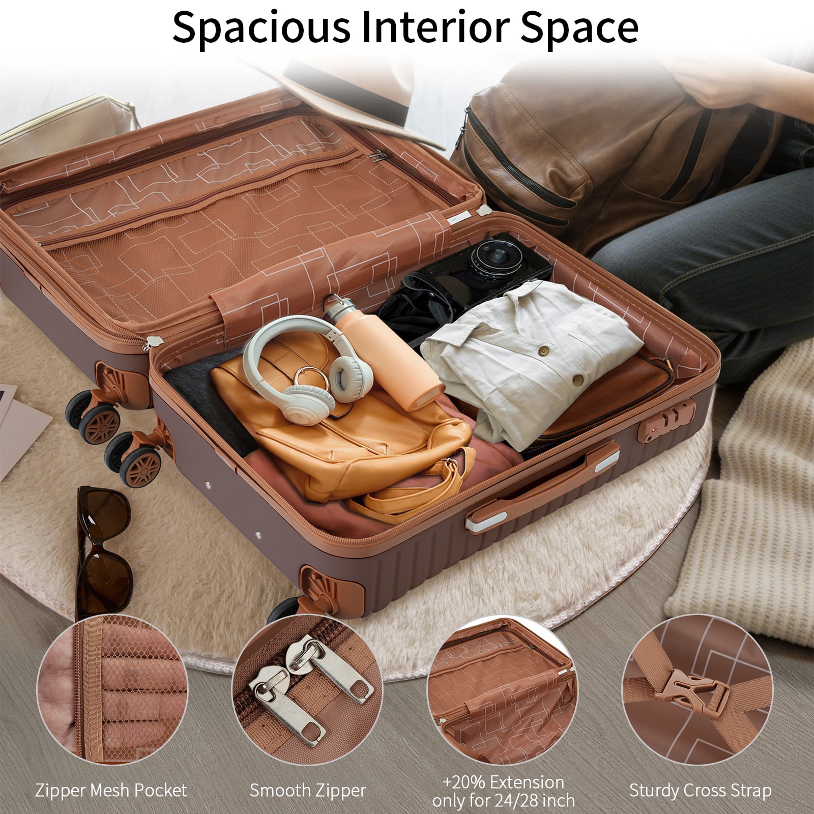 Hard Shell Luggage Hardshell Luggage Set with TSA Lock, 360° Spinner Wheels, Lightweight Durable Travel Suitcases for Women/Men Carry-On & Check-In,Carry On Hard Shell Luggage