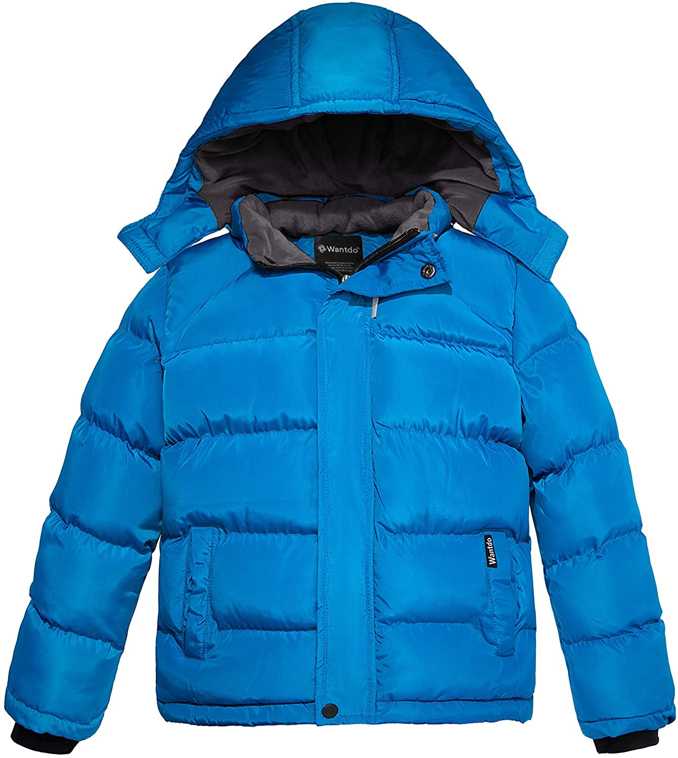 Wantdo Boys Mid-Long Warm Winter Coat Quilted Fleece Lined Puffer Jacket with Detachable Fur Hood 