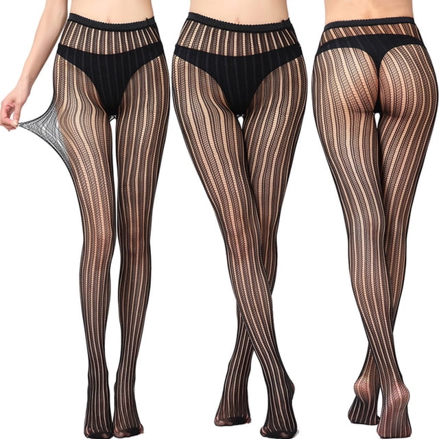 Qertyioot Collants Mode Leggings Unis Pantalons en Maille Transparente Grande Taille Bas Résille en Filet