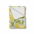 thumbnail image 2 of Lemon Soft Flannel Fleece Blanket, Lemonade Fruit and Leaves Doodle Fresh Along Citrus on a Muted Tone Backdrop, Cozy Plush for Indoor and Outdoor Use, 50" x 60", Green and Mustard, by Ambesonne, 2 of 6