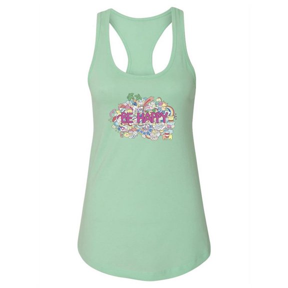 Be Happy Drawings Tank Women -Image by Shutterstock, Female Medium